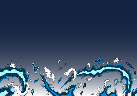 Japanese-style wave splashのイラスト素材