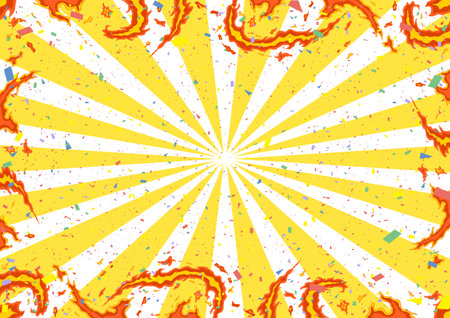 Flaring Flame Confetti Concentrated Line Backgroundのイラスト素材