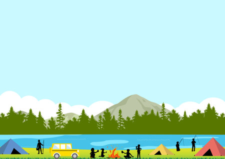 Camping BBQ Fishingのイラスト素材
