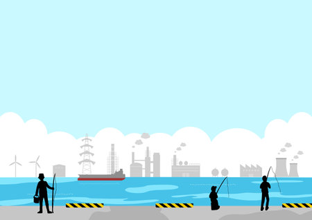 Wharf Angler Industrial Area Backgroundのイラスト素材