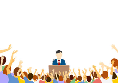 Men giving speeches and cheering spectatorsのイラスト素材