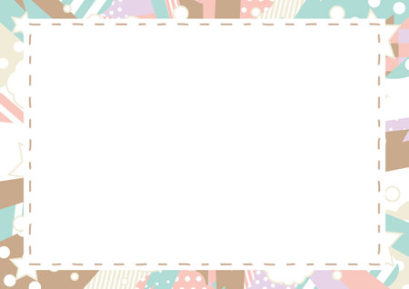 Stitch frame pastel color party backgroundのイラスト素材
