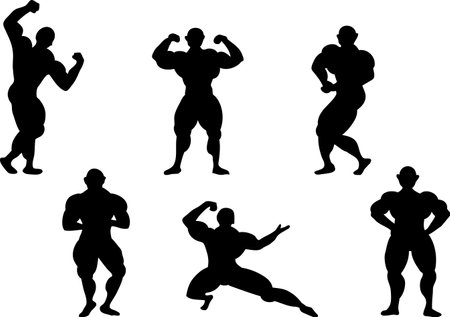 Bodybuilding Silhouette Setのイラスト素材