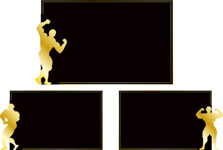 Bodybuilding Silhouette Framesetのイラスト素材