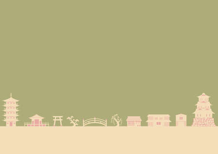 Scenery of castle towns in Japanのイラスト素材