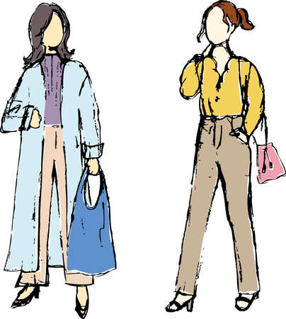 pencil sketch womanのイラスト素材