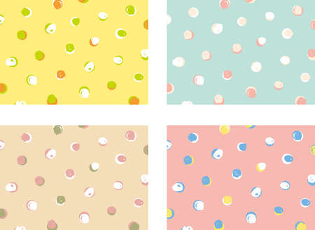 Cute hand drawn dot background setのイラスト素材