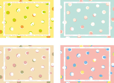 Spring Summer Autumn/Winter Sale Frame Set Hand drawn dot backgroundのイラスト素材