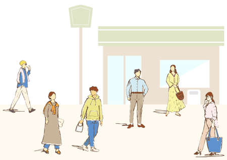 Daily life of young people shopping at convenience storesのイラスト素材