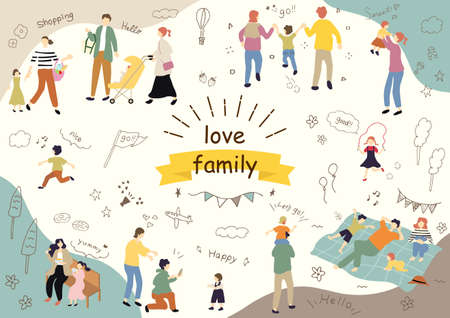Family Parenting Illustration Materials Collectionのイラスト素材