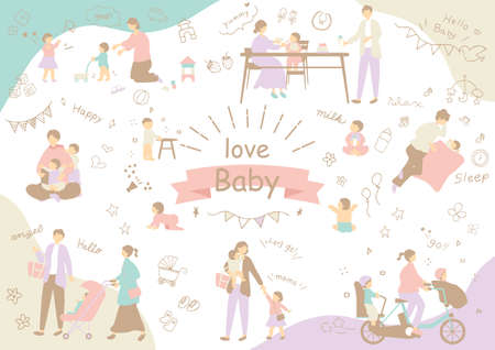 Family Parenting Illustration Materials Collection 2のイラスト素材