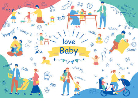 Family Parenting Illustration Materials Collection 2のイラスト素材