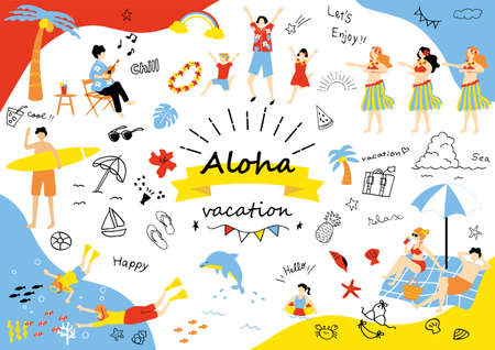 People who enjoy tropical countriesのイラスト素材