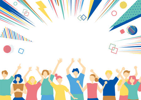 Crowd of Excited People Geometric Concentration Lineのイラスト素材