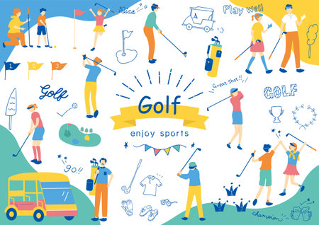 People who enjoy golfのイラスト素材