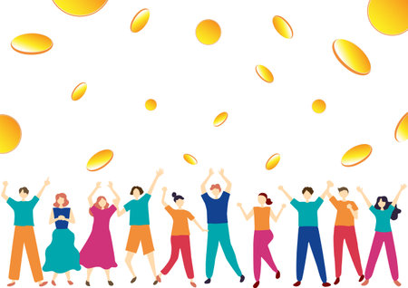 Rejoicing People Point Coin Backgroundのイラスト素材