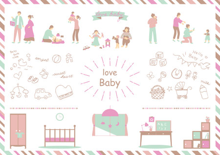 Family Parenting Illustration Materials Collectionのイラスト素材