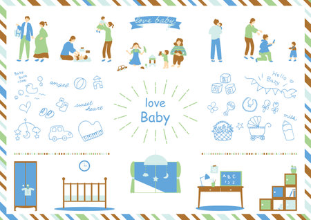 Family Parenting Illustration Materials Collectionのイラスト素材