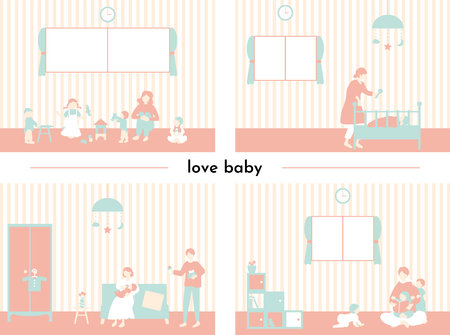 Family Parenting Setのイラスト素材