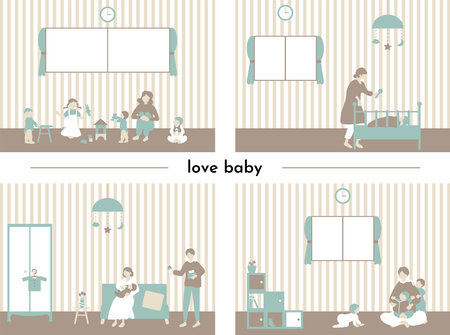 Family Parenting Setのイラスト素材