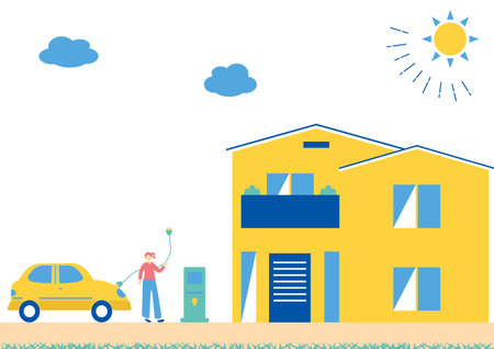 Electric Vehicles and Housingのイラスト素材