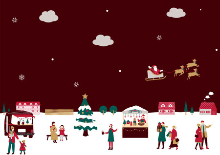 People enjoying Christmasのイラスト素材