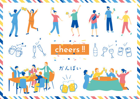 People enjoying a toastのイラスト素材