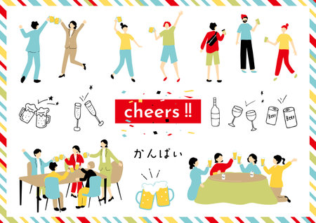 People enjoying a toastのイラスト素材