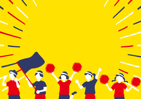 Children's cheering team concentration line backgroundのイラスト素材