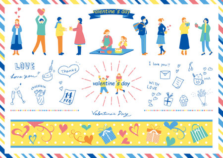 People enjoying Valentine's Dayのイラスト素材