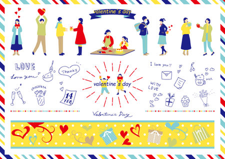 People enjoying Valentine's Dayのイラスト素材