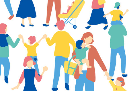 Colorful crowd Family Parentingのイラスト素材