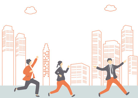 Men and women in the business districtのイラスト素材