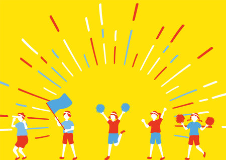 <p>Children's cheering team concentration line background</p>のイラスト素材