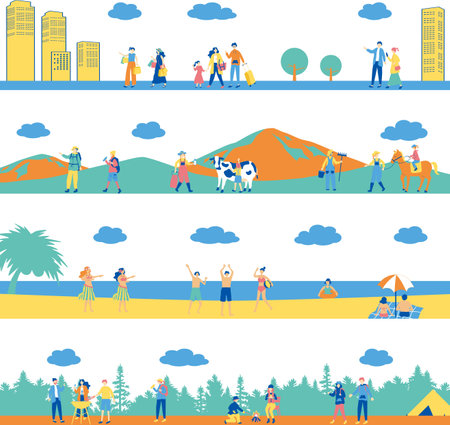 <p>People who enjoy leisure set</p><p><br></p>のイラスト素材