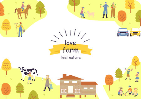 People who enjoy the farmer experienceのイラスト素材