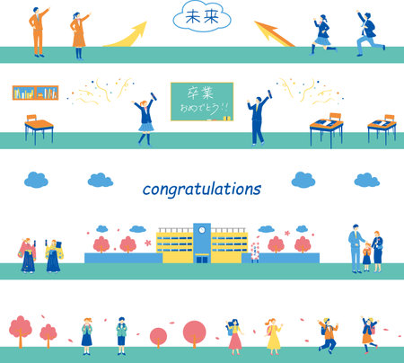 Graduation Ceremony Entrance Ceremony Seamless Backgroundのイラスト素材