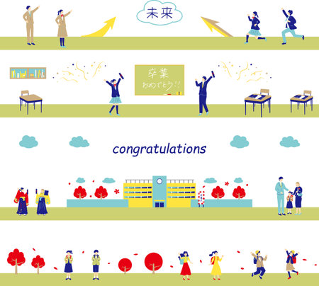 Graduation Ceremony Entrance Ceremony Seamless Backgroundのイラスト素材