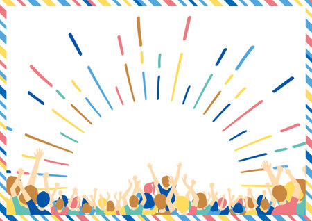 a large number of people who are excitedのイラスト素材