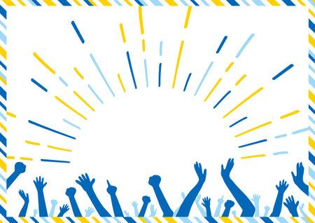 Crowd arms excited Hand drawn concentrated line backgroundのイラスト素材