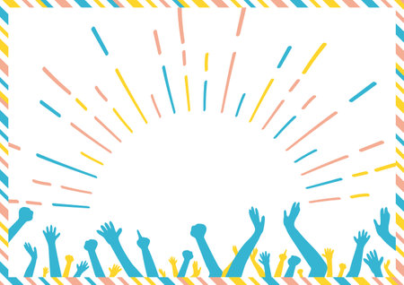 Crowd arms excited Hand drawn concentrated line backgroundのイラスト素材