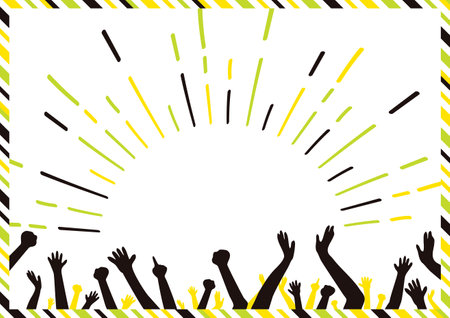 Crowd arms excited Hand drawn concentrated line backgroundのイラスト素材