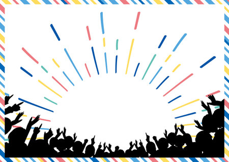 a large number of people who are excitedのイラスト素材