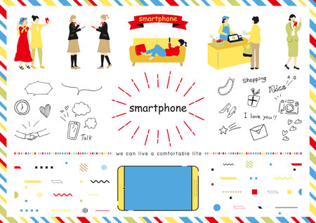 People who enjoy smartphonesのイラスト素材