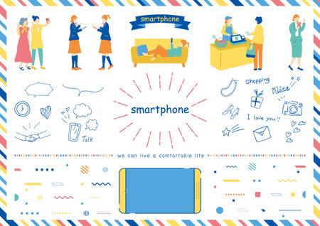 People who enjoy smartphonesのイラスト素材