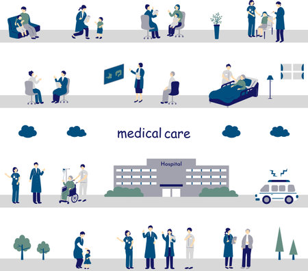 Healthcare Professionals Hospital Seamless Backgroundのイラスト素材