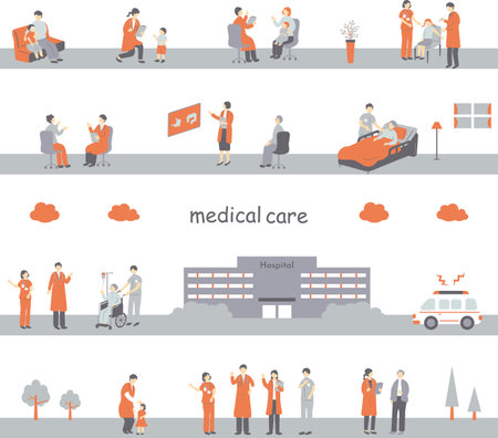 Healthcare Professionals Hospital Seamless Backgroundのイラスト素材