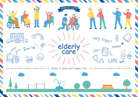 Elderly Care Illustration Materials Collectionのイラスト素材