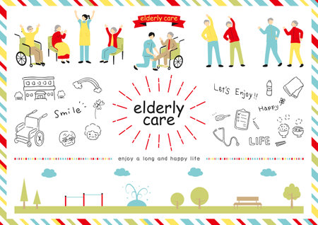 Elderly Care Illustration Materials Collectionのイラスト素材