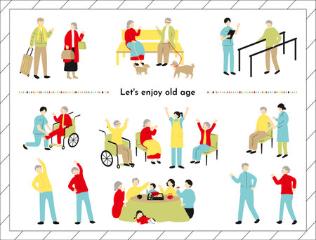 Life in old age setのイラスト素材